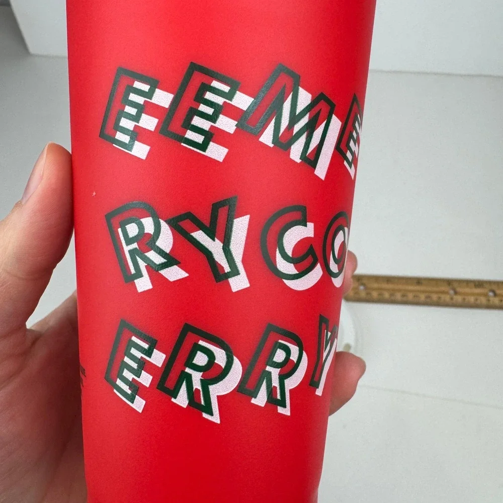 2013 Starbucks 16oz Plastic Red Travel Mug‎ Cup White Lid Merry Coffee Christmas